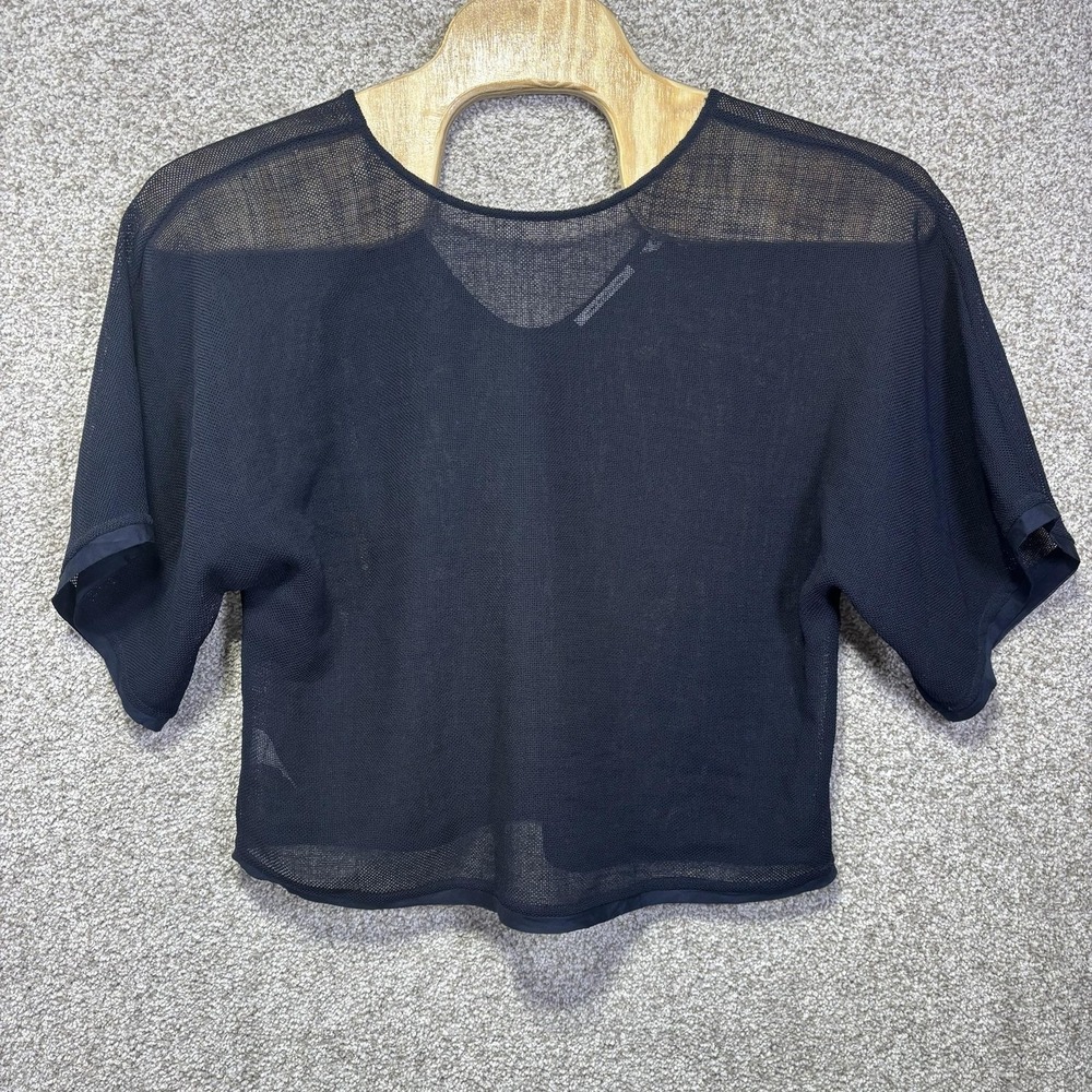 Country Road Shirt Womens 12 Blue Mesh Sheer Short Sleeve Relaxed Basic Top